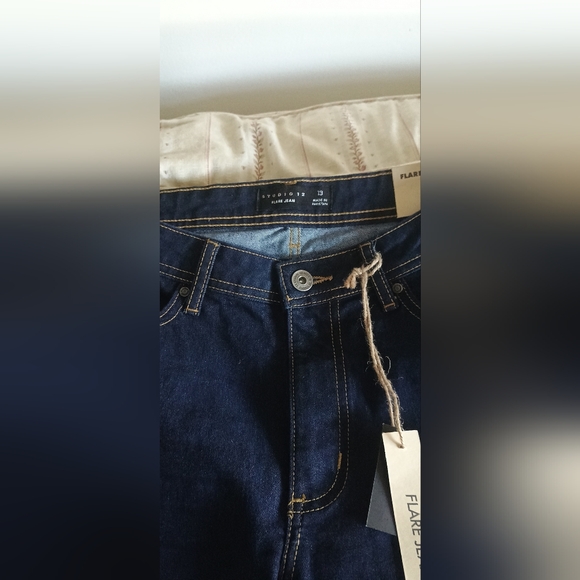 Plus Size Dark Blue Flared Jeans - Picture 2 of 6